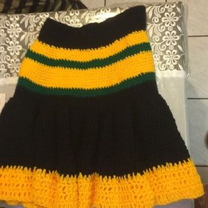 Hand crochet skirt in black,yellow and green
